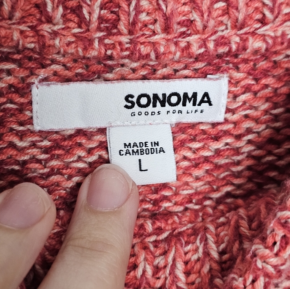Sonoma red long sleeve knit sweater size L - Picture 3 of 4
